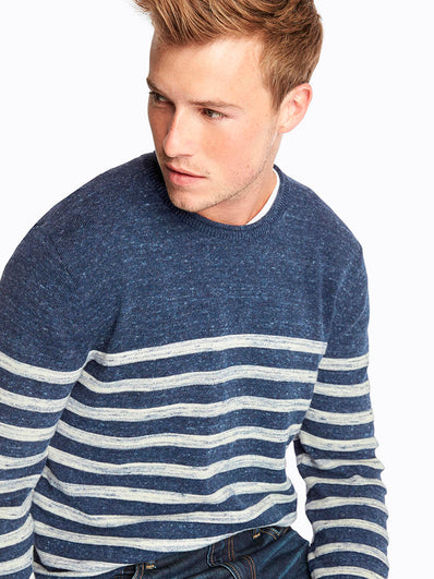 Heathered stripe roll-neck sweater