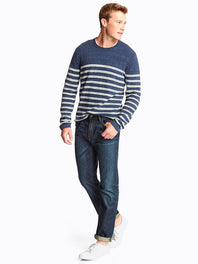 Heathered stripe roll-neck sweater