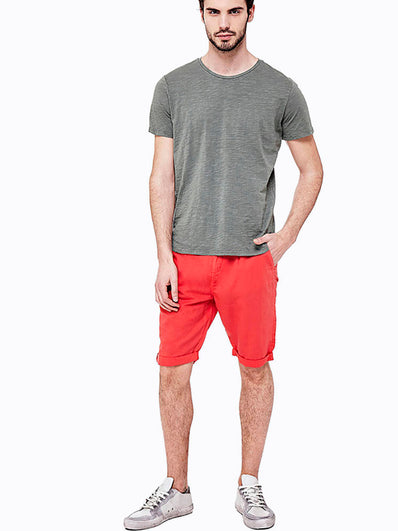Cotton blend shorts with cuff