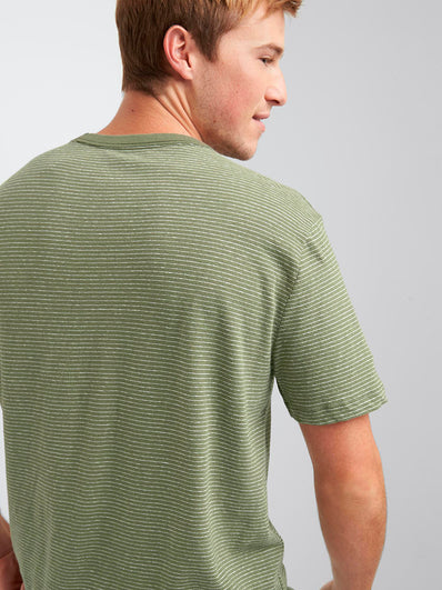 Linen-cotton stripe crewneck tee