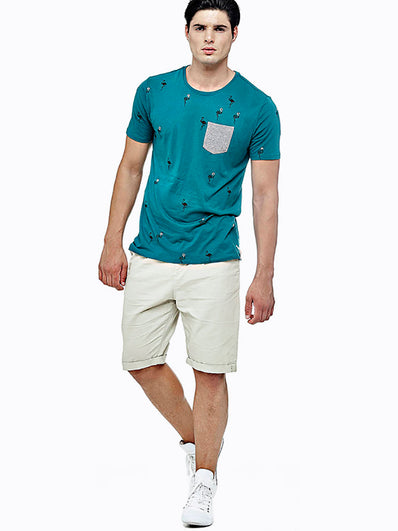 Cotton blend shorts with cuff