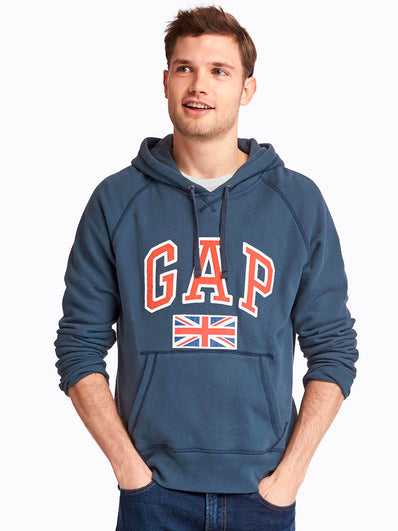 French terry flag logo pullover hoodie