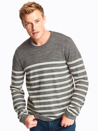 Heathered stripe roll-neck sweater