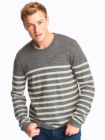 Heathered stripe roll-neck sweater