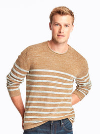 Heathered stripe roll-neck sweater
